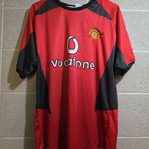 Nike Manchester United 2002 2004 Home Shirt Soccer Jersey Men Size L Red See Pic
